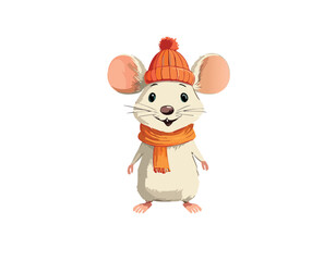 Mouse in an orange hat and scarf