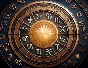 Naklejka premium Zodiac signs within a horoscope circle symbolize the intricate world of astrology and its influence on our lives.