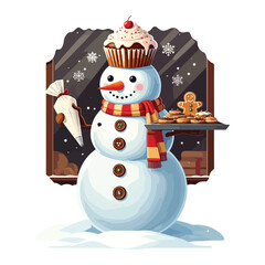 Playful Snowman Vector Illustration 