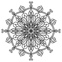 Black Outline Mandala for Color Book Page. Vector abstract mandala pattern.