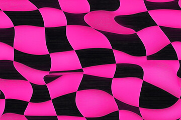 wavy checker pattern in neon pink and black colors