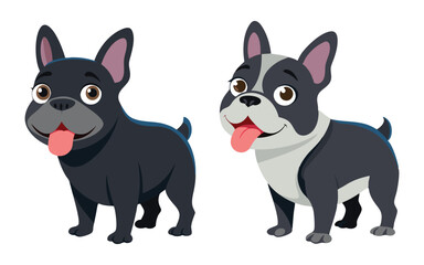 Adorable French Bulldogs in different Color Variations Vector Illustration