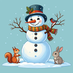 Playful Snowman Vector Illustration
