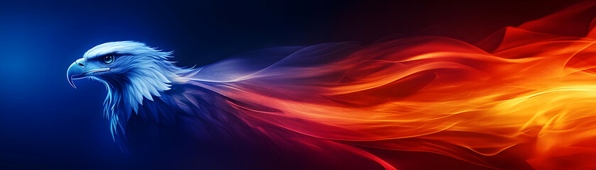 Fototapeta premium Dynamic Glossy Background with Abstract Eagle and Flag Elements Symbolizing Freedom and Patriotism for Hari Pahlawan - Modern Photo Stock Concept