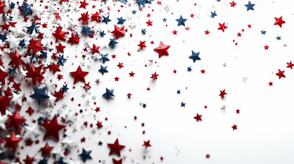 3D Stars and Stripes Floating Freely in the Air, Celebrating Freedom and Unity on Veterans Day - Iconic Design Isolated on White Background