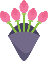 This colorful illustration features a bouquet of pink lotus flowers wrapped in decorative paper, perfect for enhancing your vesak day designs