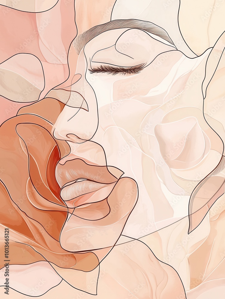 Aufkleber this artwork features a delicate flow of line art where a rose petal intricately transforms into the