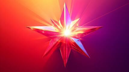 3D Abstract Glowing Star with Rays of Light | Vibrant Digital Art for Hari Pahlawan Tribute | Dynamic Advertisement Design Concept with Copy Space