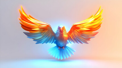 Fototapeta premium 3D Glossy Holographic Eagle and Medal with Copy Space for Hari Pahlawan - National Pride Image on White Background