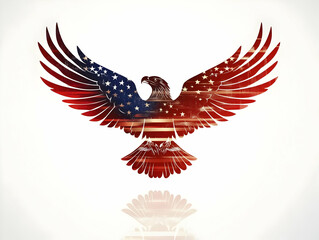 Obraz premium Flat Glossy Eagle Emblem on Reflective Patriotic Background � Celebrating Veterans Day with Strength and Freedom in a Modern Vector Design