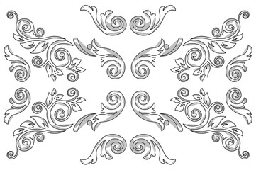 Fototapeta premium Vector sketch illustration of the silhouette of a vintage classic frame baground pattern design