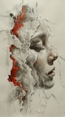 Abstract Portrait with Dripping Paint