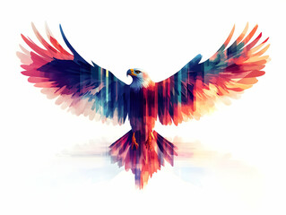 Fototapeta premium Reflective Veterans Day Tribute: Abstract Soldier and American Flag in Flat Vector Art - Honoring Courage and Dedication of Our Heroes