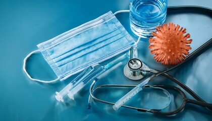 This image illustrates the critical medical tools in the battle against coronavirus, signifying the importance of preventative measures and medical advancements.