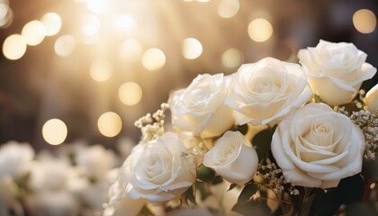 White Roses Bloom in Soft Focus for a Dreamy Wedding