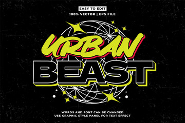 Streetwear retro vintage editable text effect for t-shirt design, urban street wear editable font vector style © Fatboy29Basic