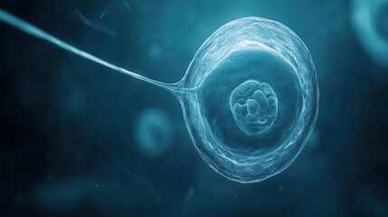 Microscopic view of an embryo at its earliest stage, highlighting the origins of human existence, human life origins, embryo development
