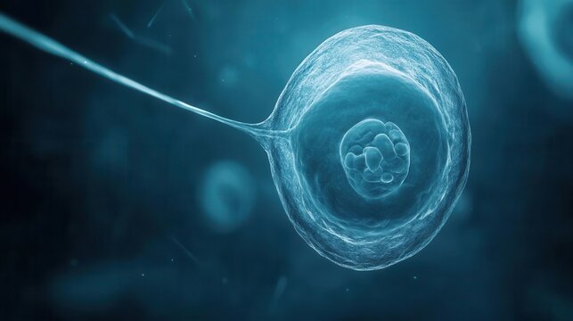 Microscopic view of an embryo at its earliest stage, highlighting the origins of human existence, human life origins, embryo development