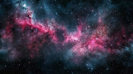 A Cosmic Landscape of Stars and Nebulae in the Vastness of Space