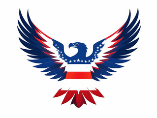 Fototapeta premium Flat Eagle Emblem & Folded American Flag with 'Proud to Serve' Text - A Patriotic Abstract Vector Honoring Veterans