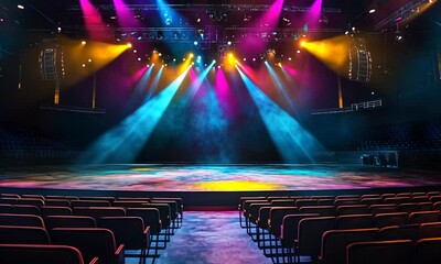 Empty Stage with Colorful Lighting