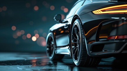 Obraz premium Luxury car with dark Background and AI generated Image copy space