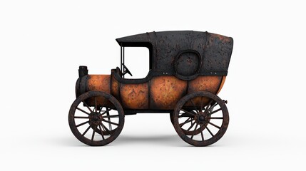 Vintage carriage, intricate design, white isolate background
