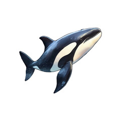 Fototapeta premium Watercolor dolphin leaping is perfect for marine themed designs, children's illustrations, and wildlife conservation projects. Generative AI