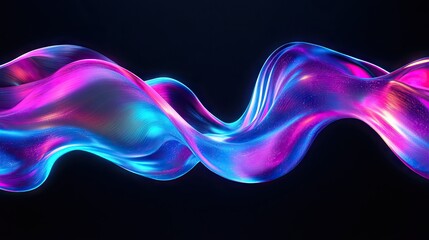 An abstract wave of vibrant blue and pink light flowing gracefully against a dark background.