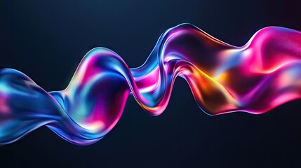 A mesmerizing wave of colorful light streaks gracefully flows against a dark background, creating a dynamic and vibrant visual effect.