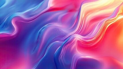 Obraz premium Vibrant abstract waves in a blend of pink, blue, and orange hues create a dynamic and flowing composition.