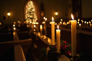 A Christmas Eve candlelight church service. 