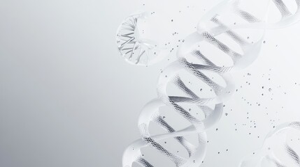 Abstract depiction of a DNA double helix swirling in a gradient background, symbolizing genetics and biotechnology.