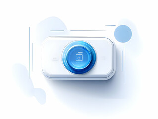 Flat Floating Insulin Pump and Blue Circle on White Background - Modern Healthcare Concept for World Diabetes Day in Sleek Vector Design