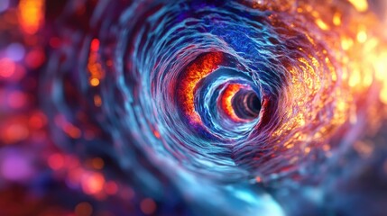 An abstract spiral vortex showcasing vivid colors and dynamic patterns, evoking a sense of depth and movement.