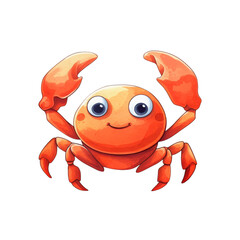Fototapeta premium Smiling red crabs with big eyes and claws are suitable for marine themed designs, seafood restaurants, and educational materials. Generative AI