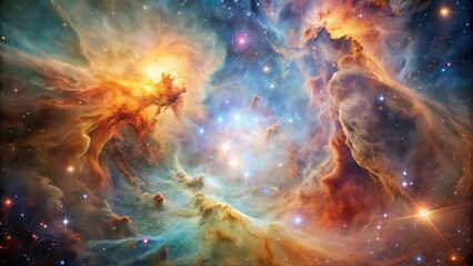 Obraz premium Golden Nebula Space Clouds