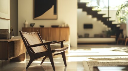 Wooden Armchair in a Modern Living Room