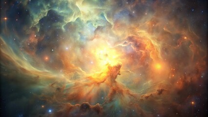 Naklejka premium Golden Nebula Space Clouds