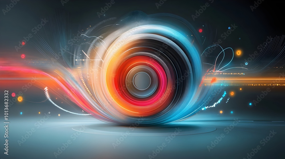 Poster mesmerizing digital background with an interlocking network of angular glowing polygonal patterns in