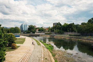 Beautiful landscape with Nisava river and old city of Niš Serbia