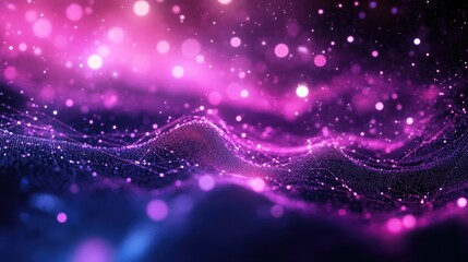 Abstract waves of vibrant pink and purple light create a mesmerizing digital landscape.