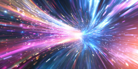 Vibrant Hyperspace Tunnel with Blazing Light Speed