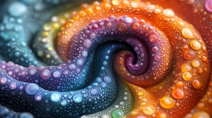 Abstract Colorful Spiral with Dewdrops
