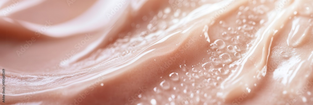 Poster a close-up view reveals the creamy texture of foundation, showcasing tiny bubbles and a blend of sof