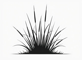 A grass plant silhouette illustration black vector white background 
