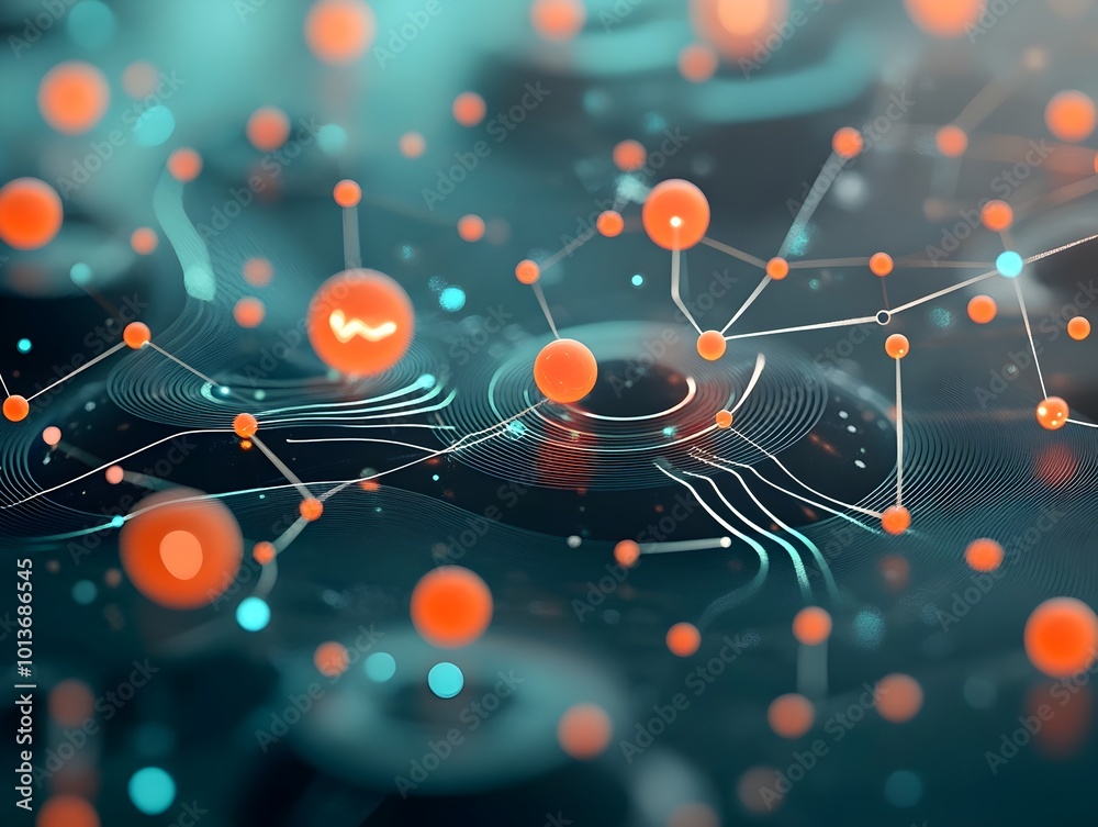 Poster seamless abstract digital data background with a dynamic network of interconnected geometric shapes 