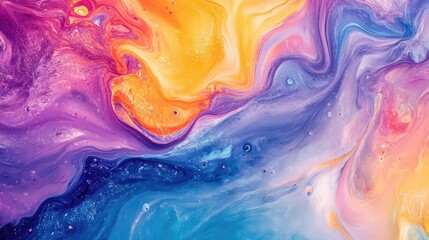 A vibrant abstract background featuring swirls of purple, orange, and yellow hues, creating a mesmerizing visual flow.