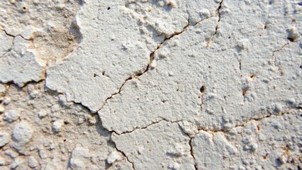 Obraz premium Close-up of a cracked and weathered white painted wall surface.