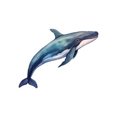 Fototapeta premium Blue whale jumping dynamic sea scene suitable for environment, wildlife conservation, marine biology projects, educational purposes, nature themed design. Generative AI